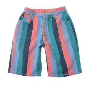 MDM Vintage Y2K 90's long denim striped jean shorts size Size 2/3 24